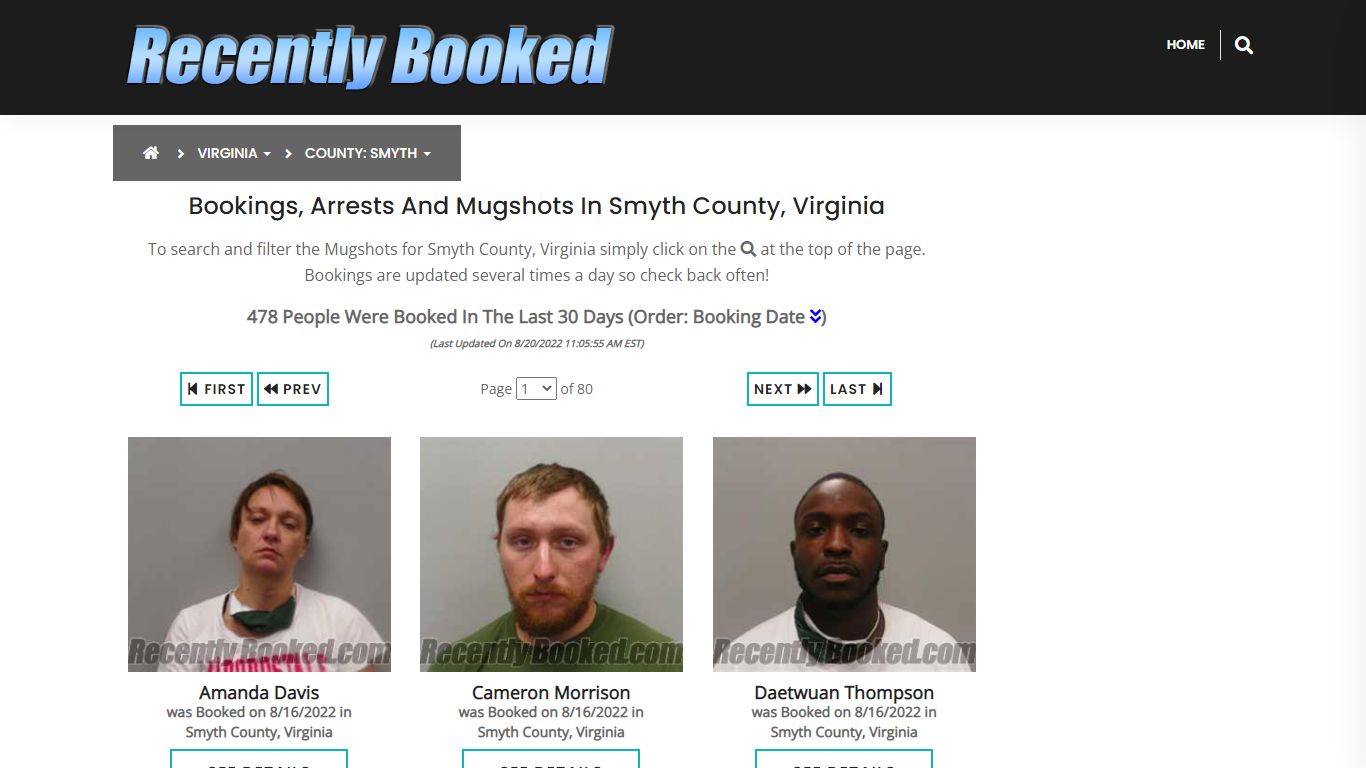 Recent bookings, Arrests, Mugshots in Smyth County, Virginia